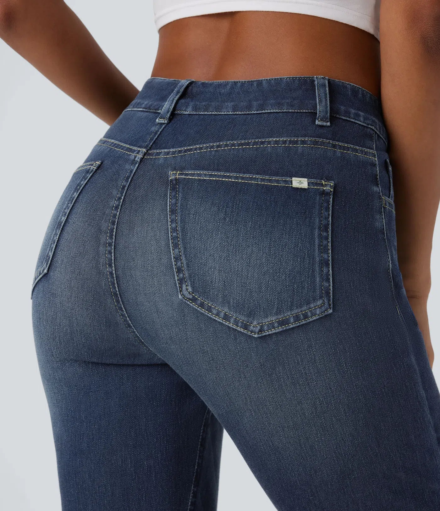 BumFlair - High Waisted Pockets Washed Casual Bootcut Jeans