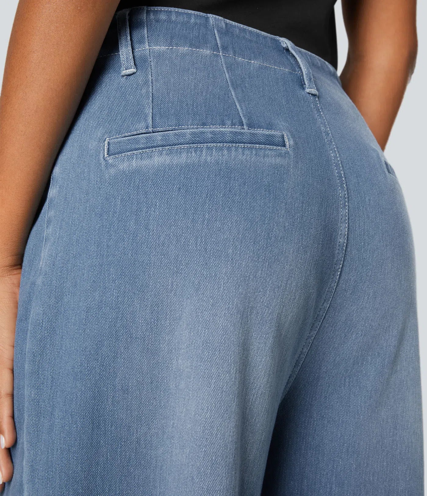 BumFlair – High Waisted Pockets Washed Casual Wide Leg Jeans