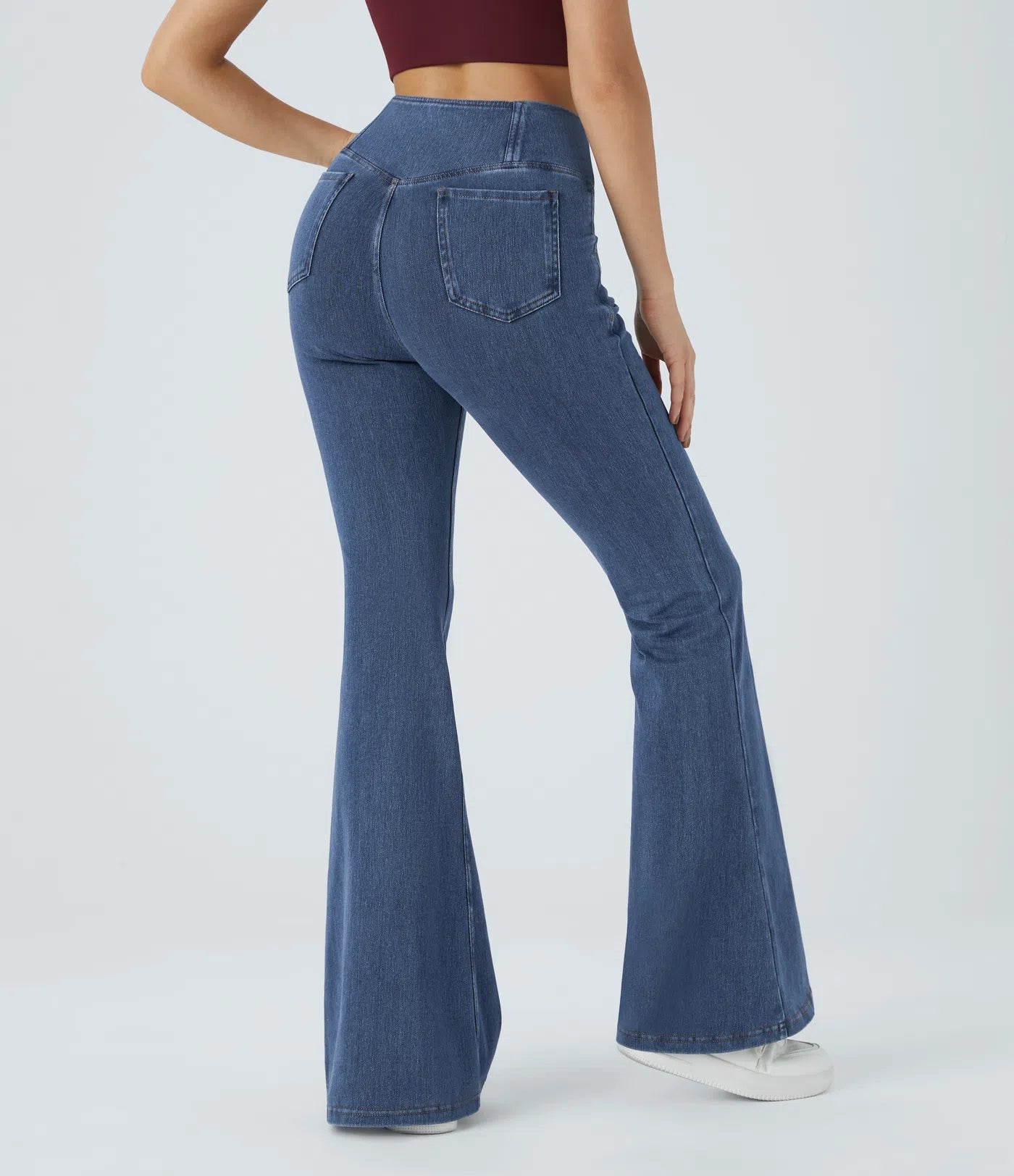 BumFlair - High Waisted Crossover Pocket Washed Casual Jeans