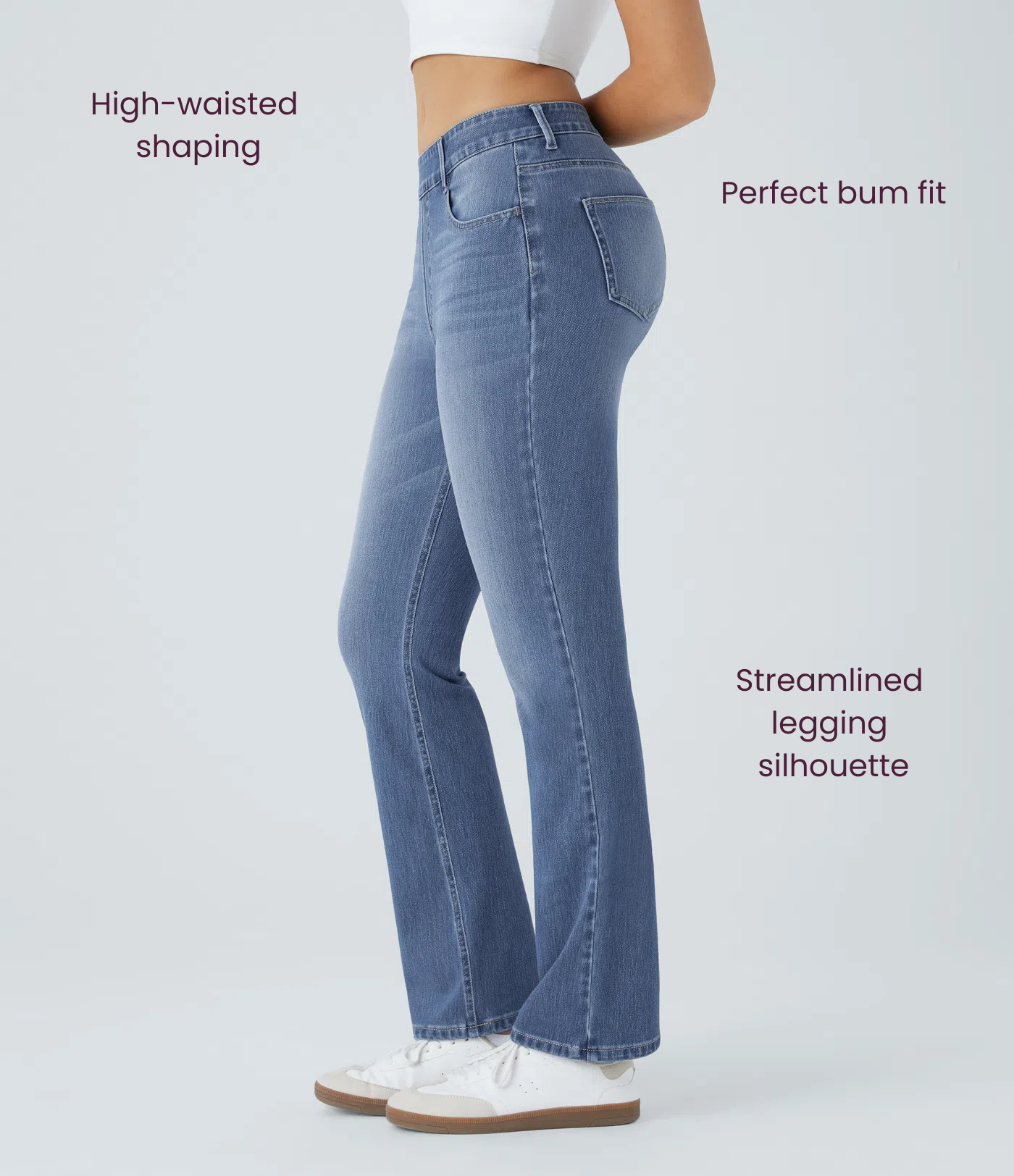 BumFlair - High Waisted Pockets Washed Casual Bootcut Jeans