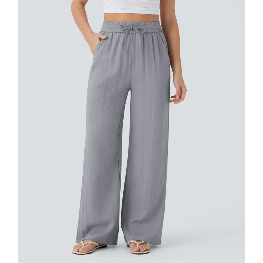 BumFlair - High-Waist Comfort Wide-Leg Pants with Pockets
