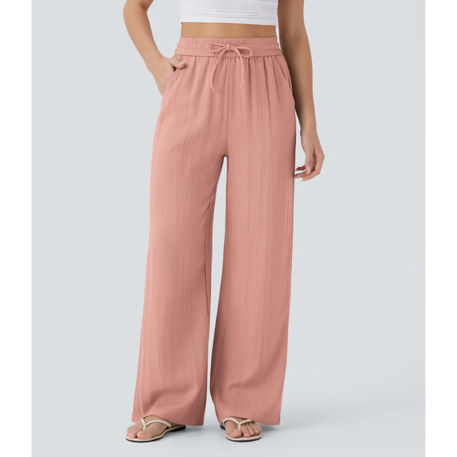 BumFlair - High-Waist Comfort Wide-Leg Pants with Pockets