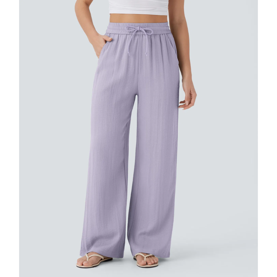 BumFlair - High-Waist Comfort Wide-Leg Pants with Pockets