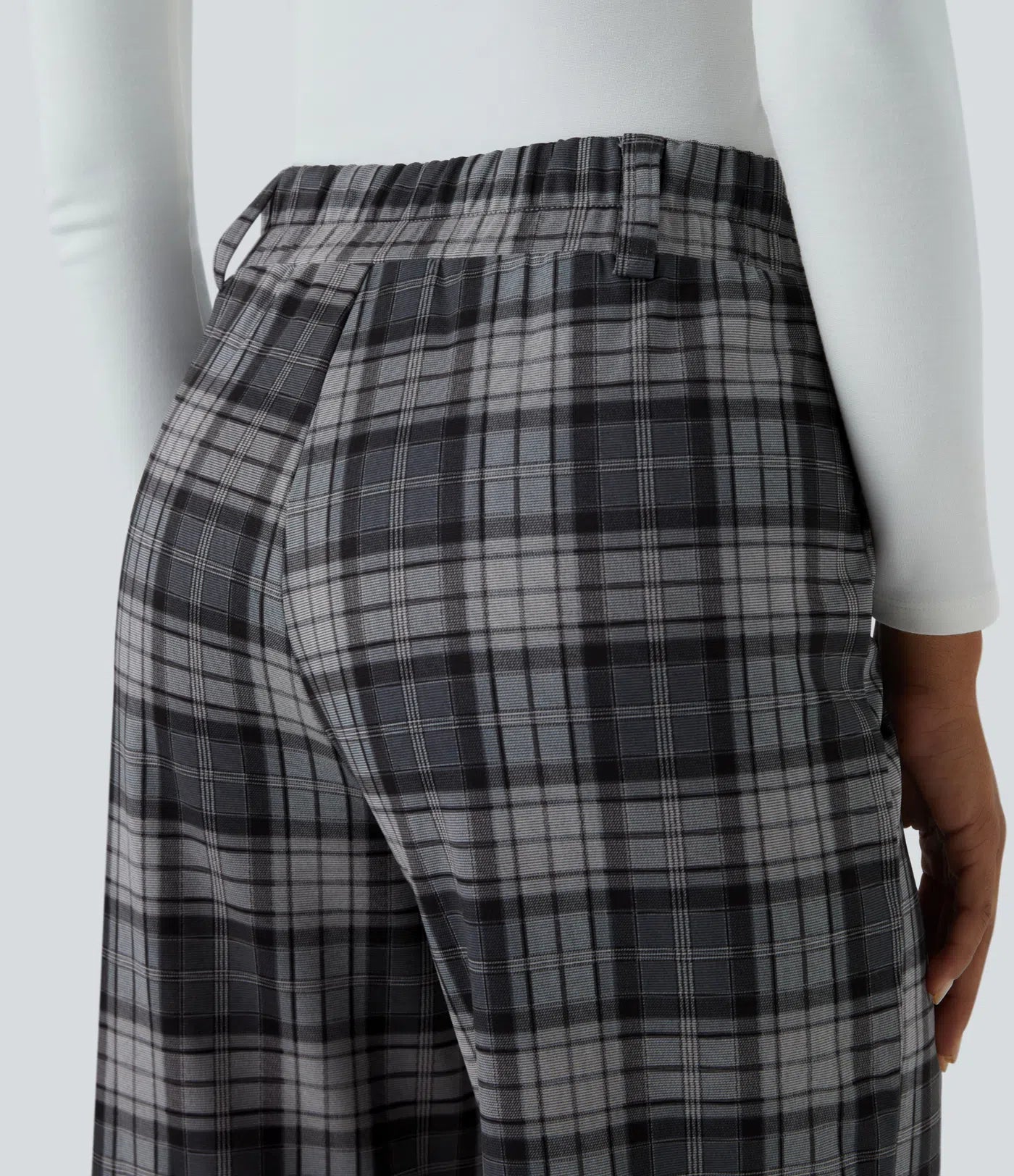 BumFlair – High Waisted Plaid Wide Leg Casual Pants