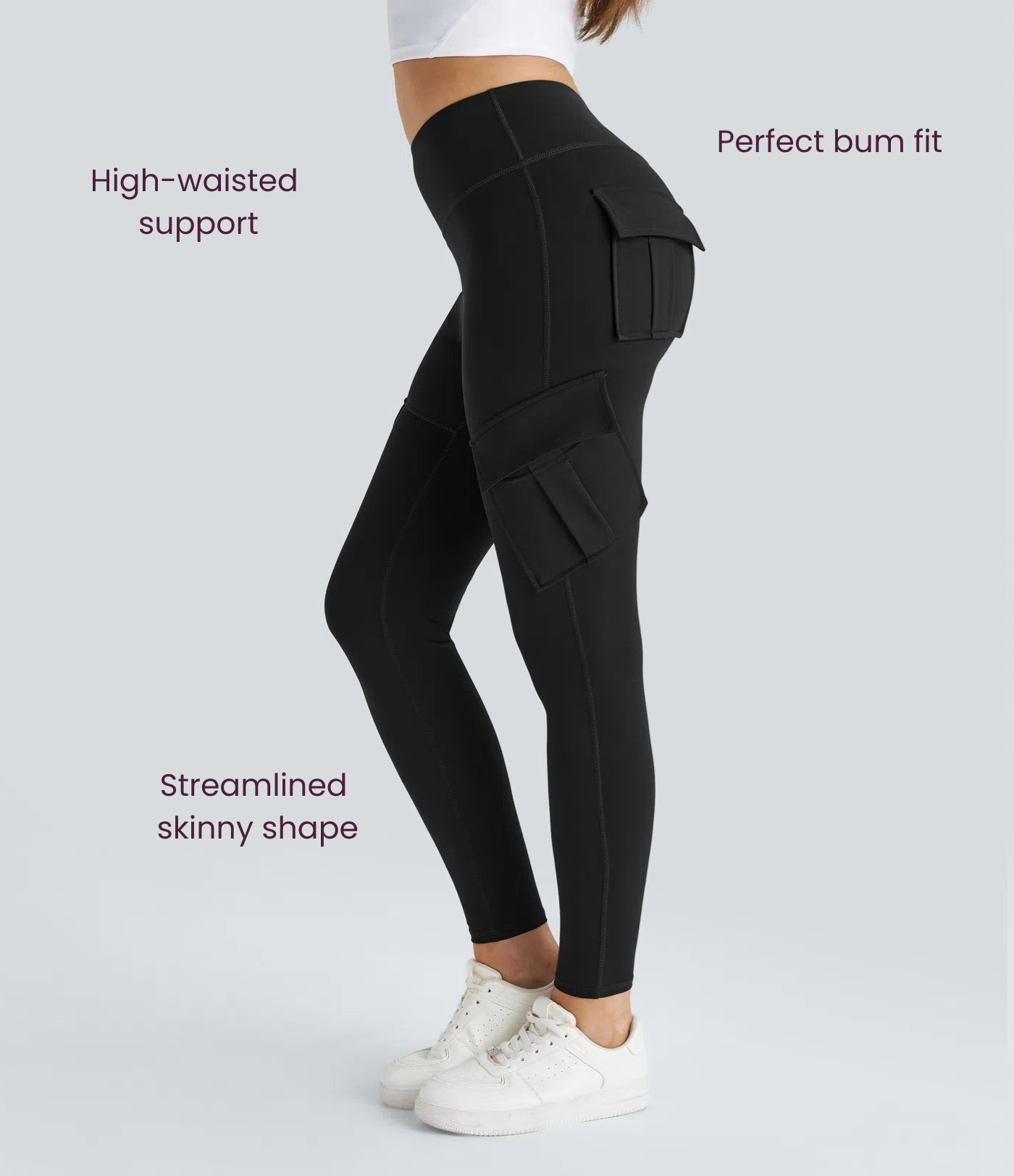 BumFlair - DayStretch High Waisted Cargo Pocket Skinny Yoga Leggings