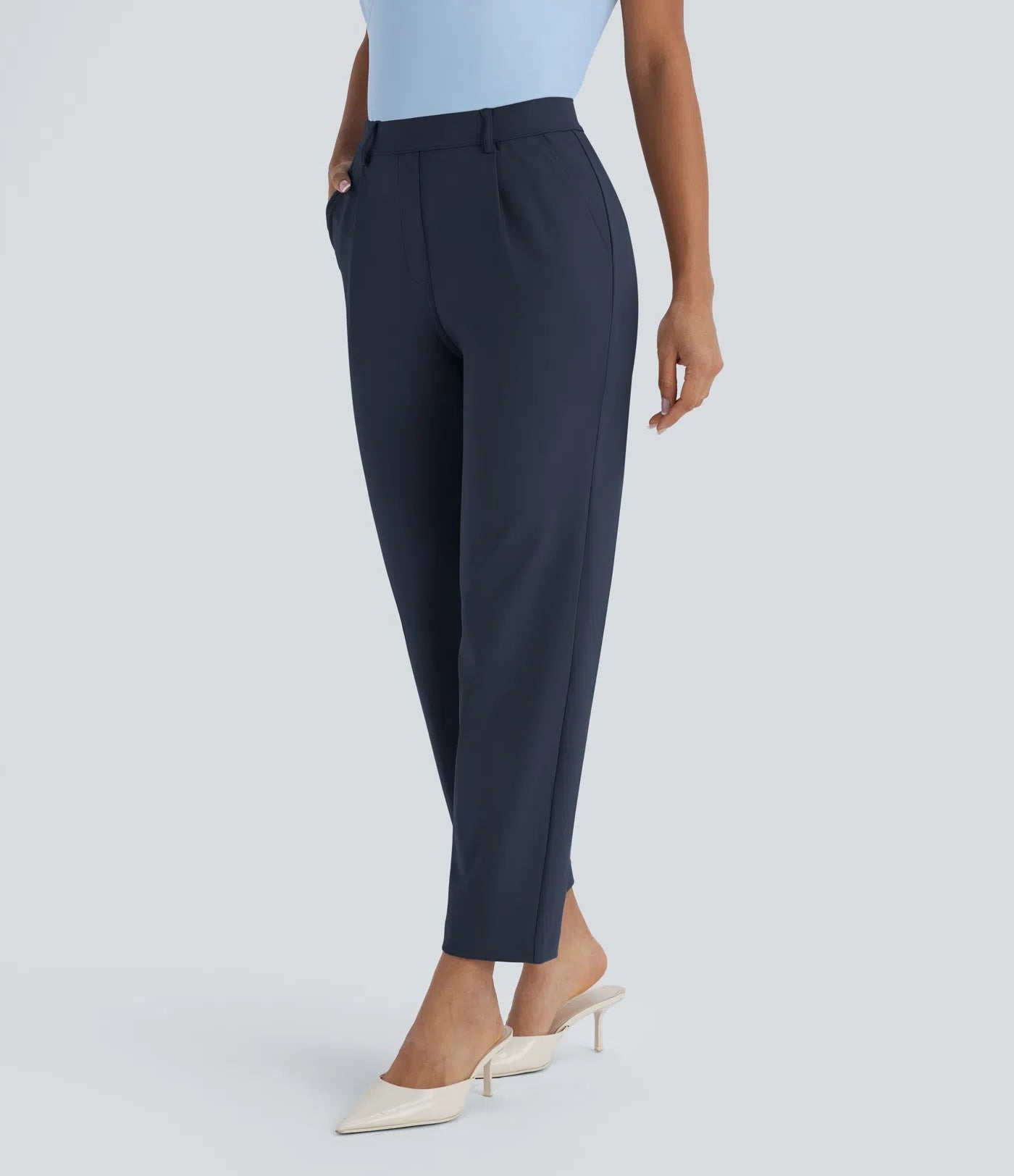 BumFlair - DayStretch High Waisted Pocket Ankle Length Tapered Work Pants