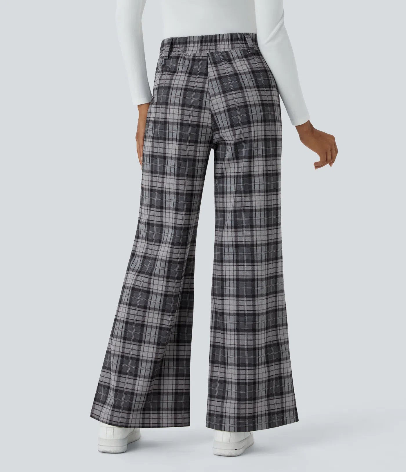 BumFlair – High Waisted Plaid Wide Leg Casual Pants