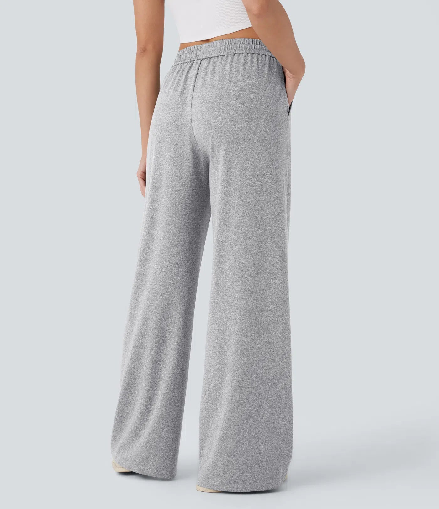 BumFlair - High Waisted Drawstring Pocket Wide Leg Casual Pants