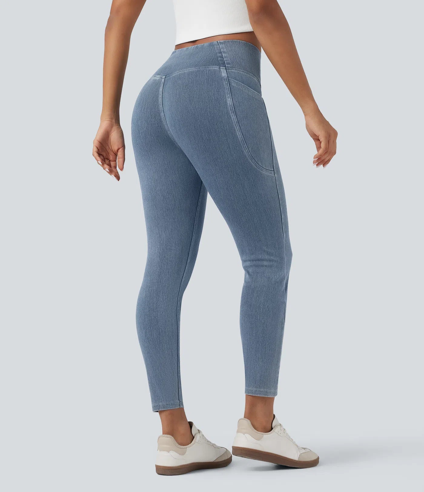 BumFlair - Crossover Pocket Washed Denim Work Leggings