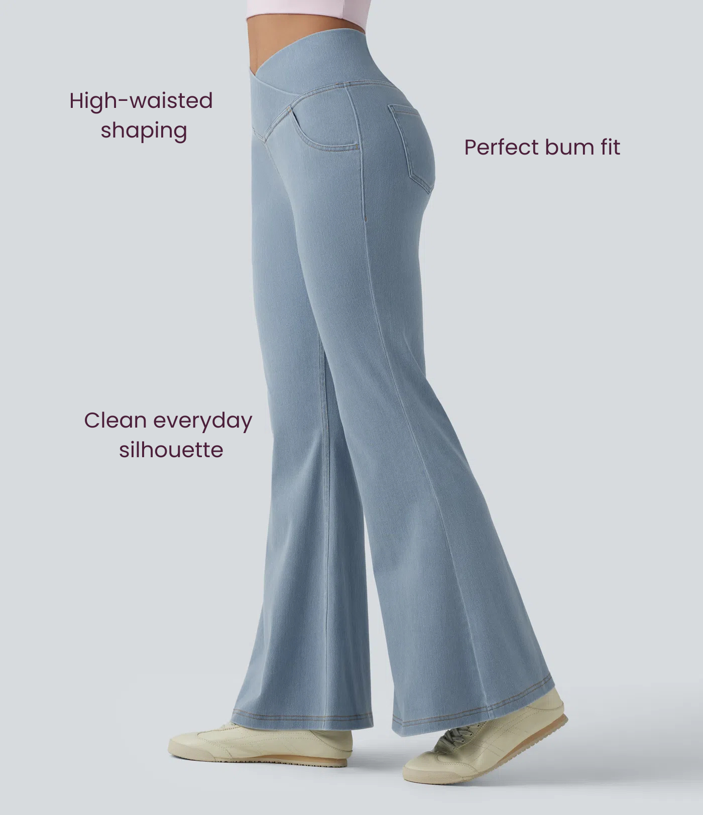 BumFlair - High Waisted Crossover Pocket Washed Casual Jeans