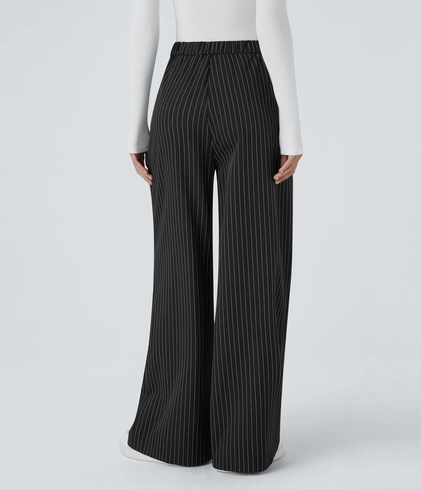 BumFlair – High Waisted Zipper Pocket Wide Leg Striped Work Pants