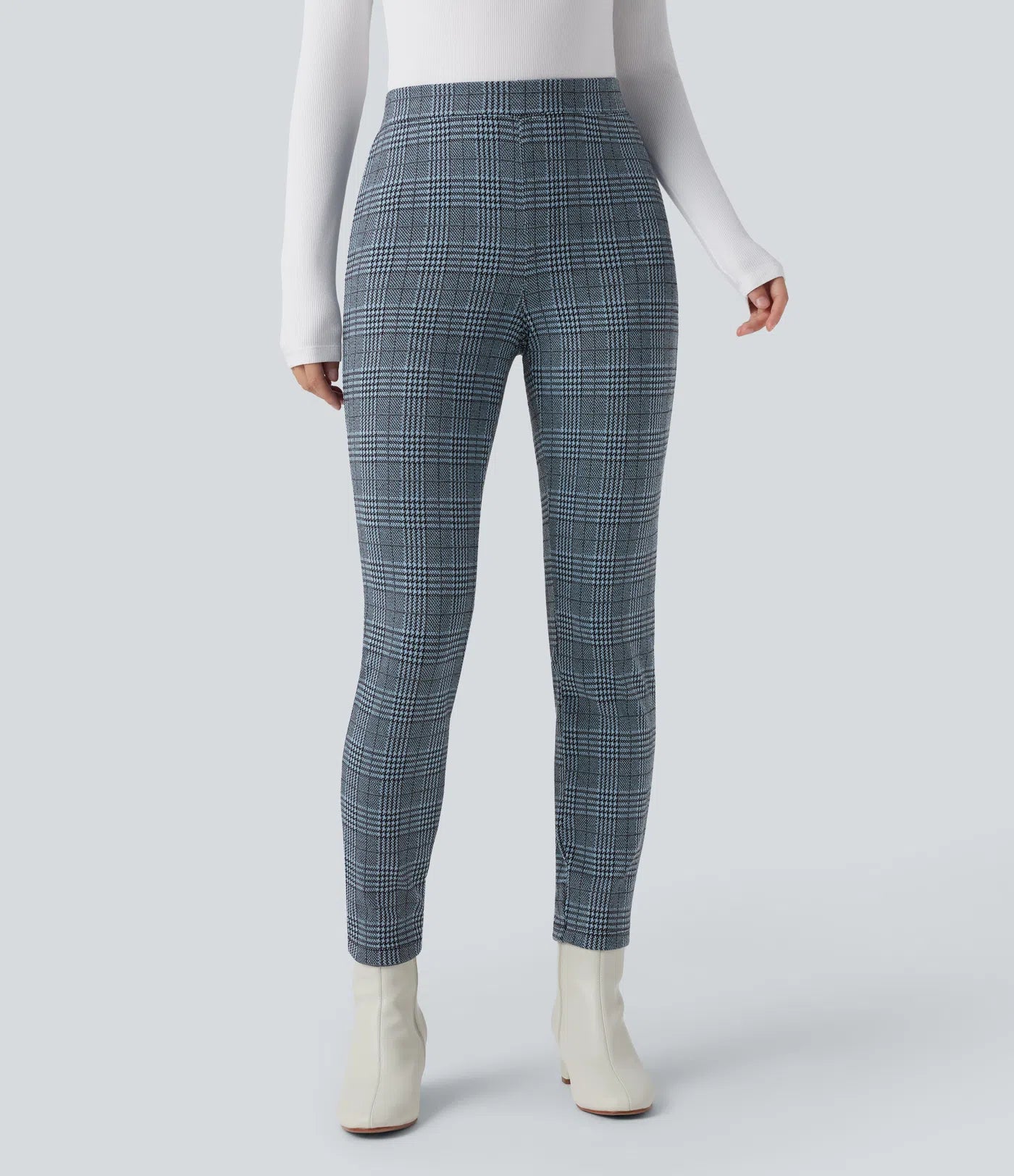 BumFlair – High Waisted Pocket Houndstooth Plaid Skinny Work Pants