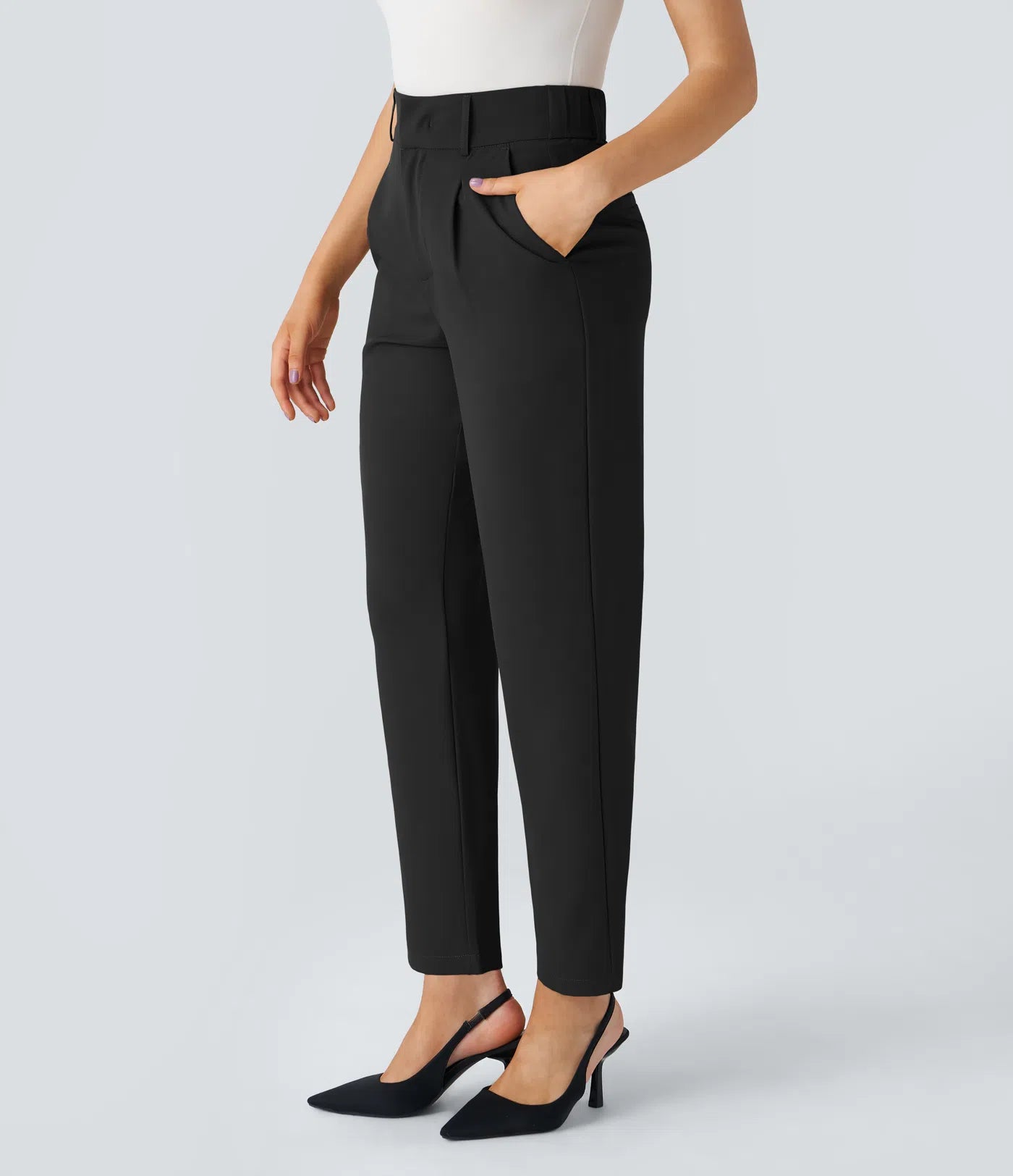 BumFlair - High Waisted Pocket Solid Work Tapered Pants