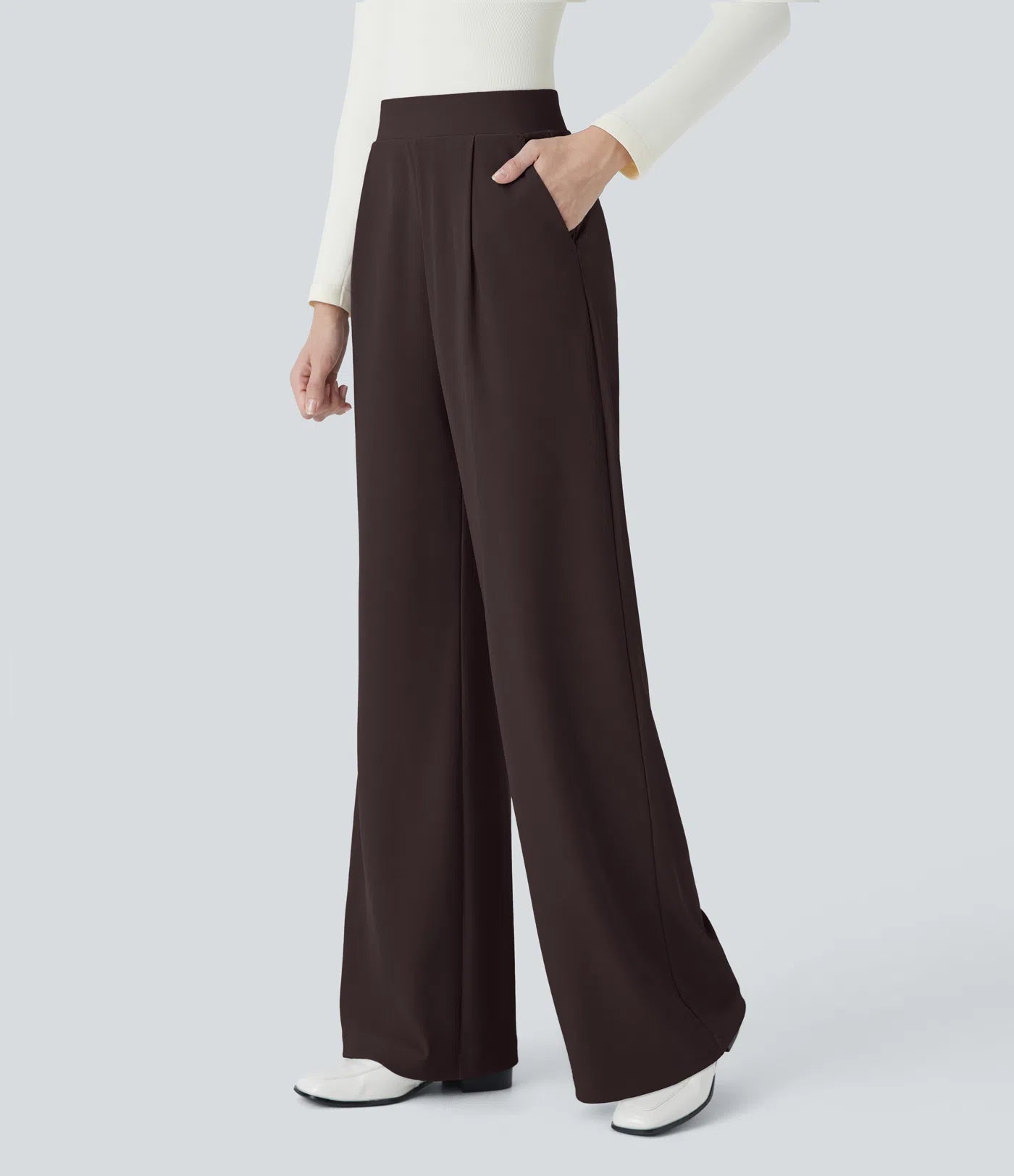 BumFlair - High Waisted Body Sculpt Waist-Slimming Pocket Wide Leg Micro Waffle Work Pants