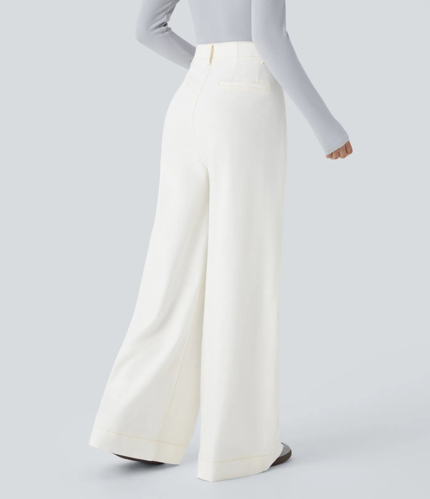 BumFlair – High Waisted Pockets Washed Casual Wide Leg Jeans