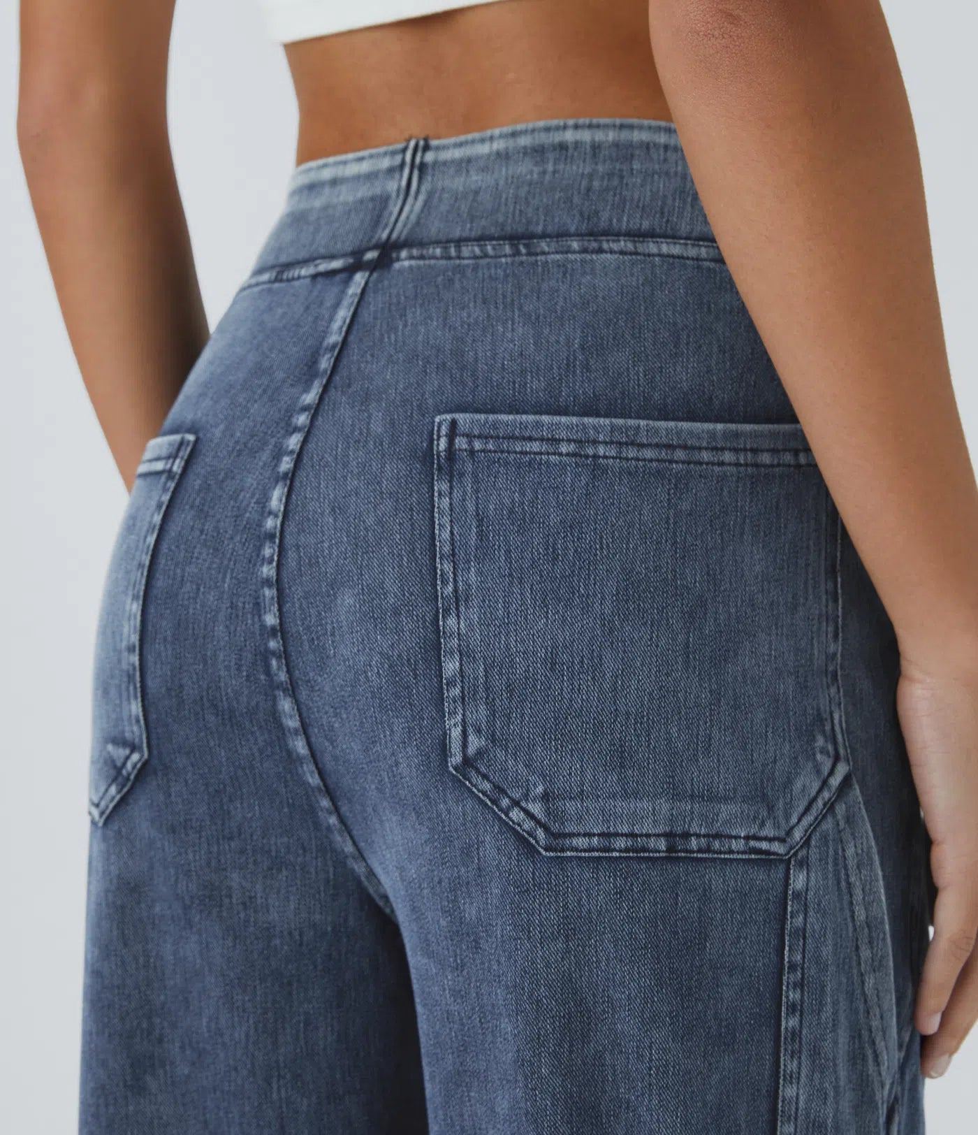 BumFlair - Mid Rise Pockets Straight Leg Casual Cargo Jeans