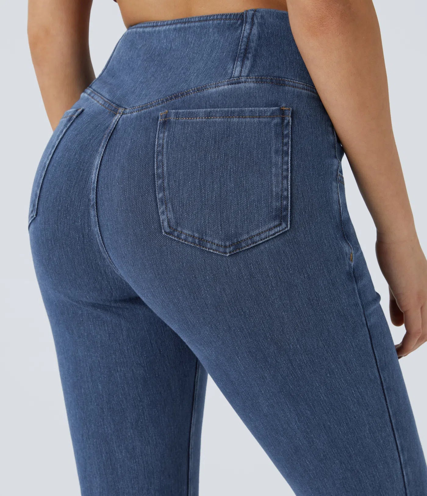 BumFlair - High Waisted Crossover Pocket Washed Casual Jeans