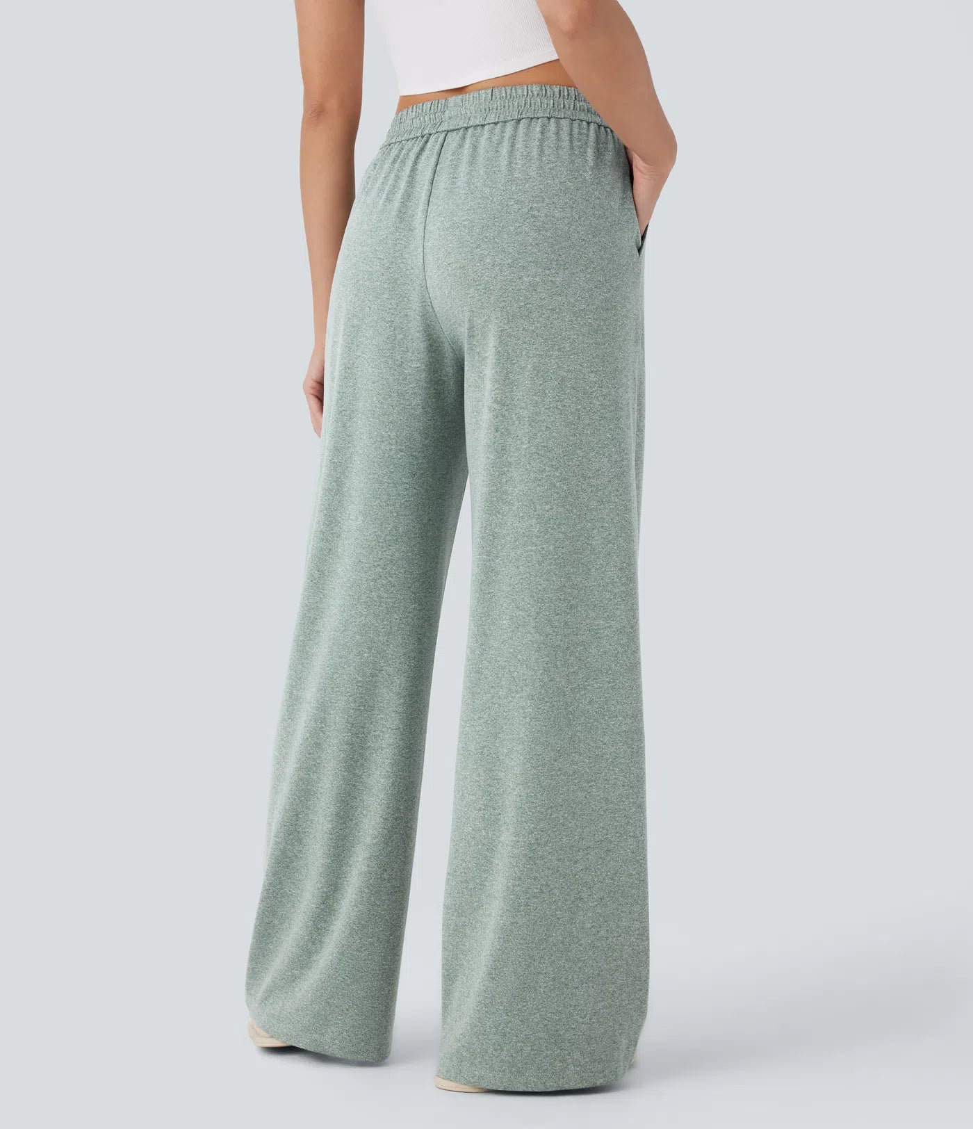 BumFlair - High Waisted Drawstring Pocket Wide Leg Casual Pants