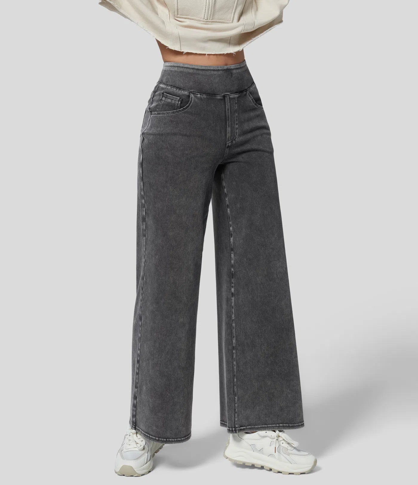 BumFlair – High Waisted Pockets Wide Leg Loose Work Jeans