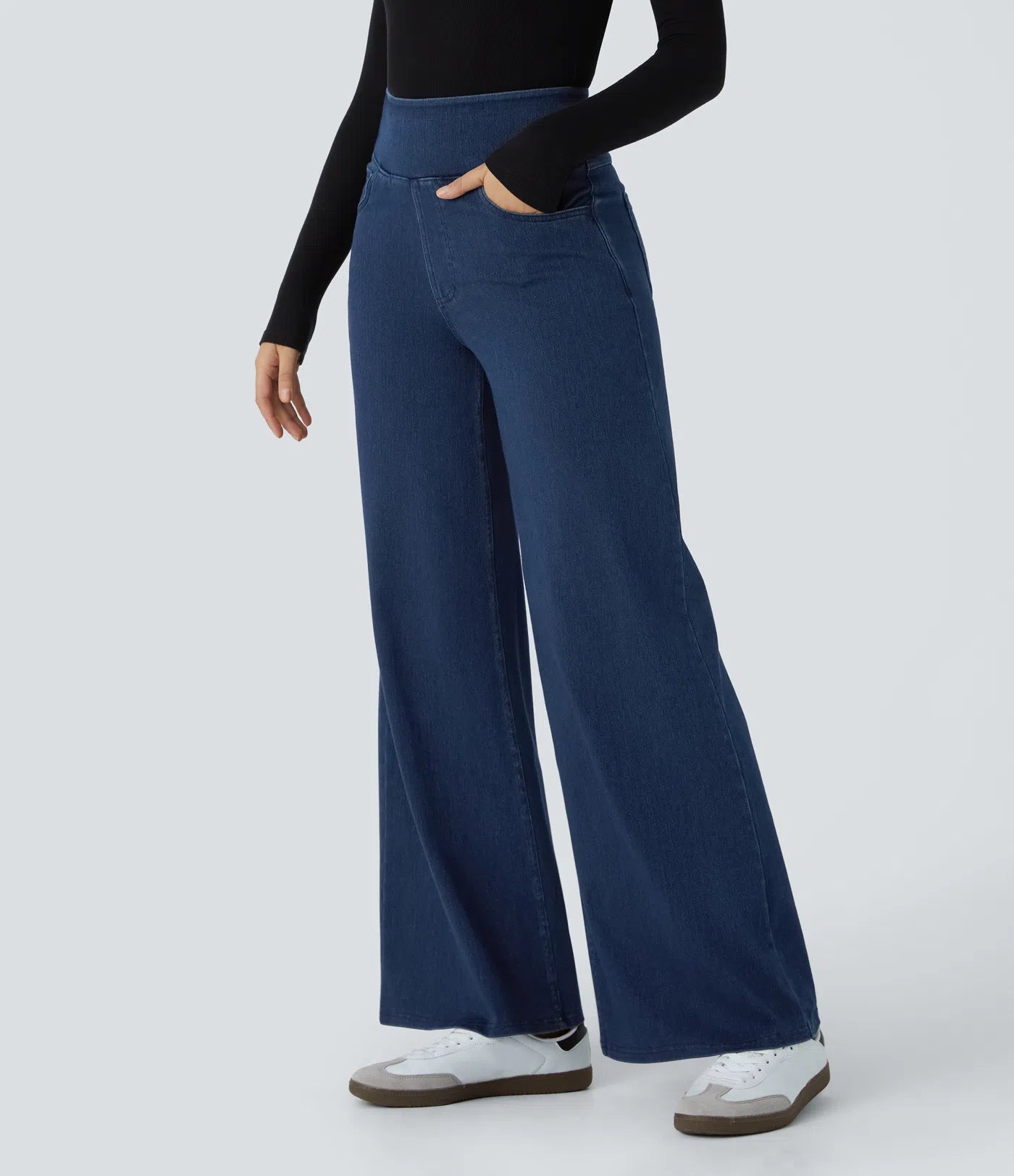 BumFlair – High Waisted Pockets Wide Leg Loose Work Jeans