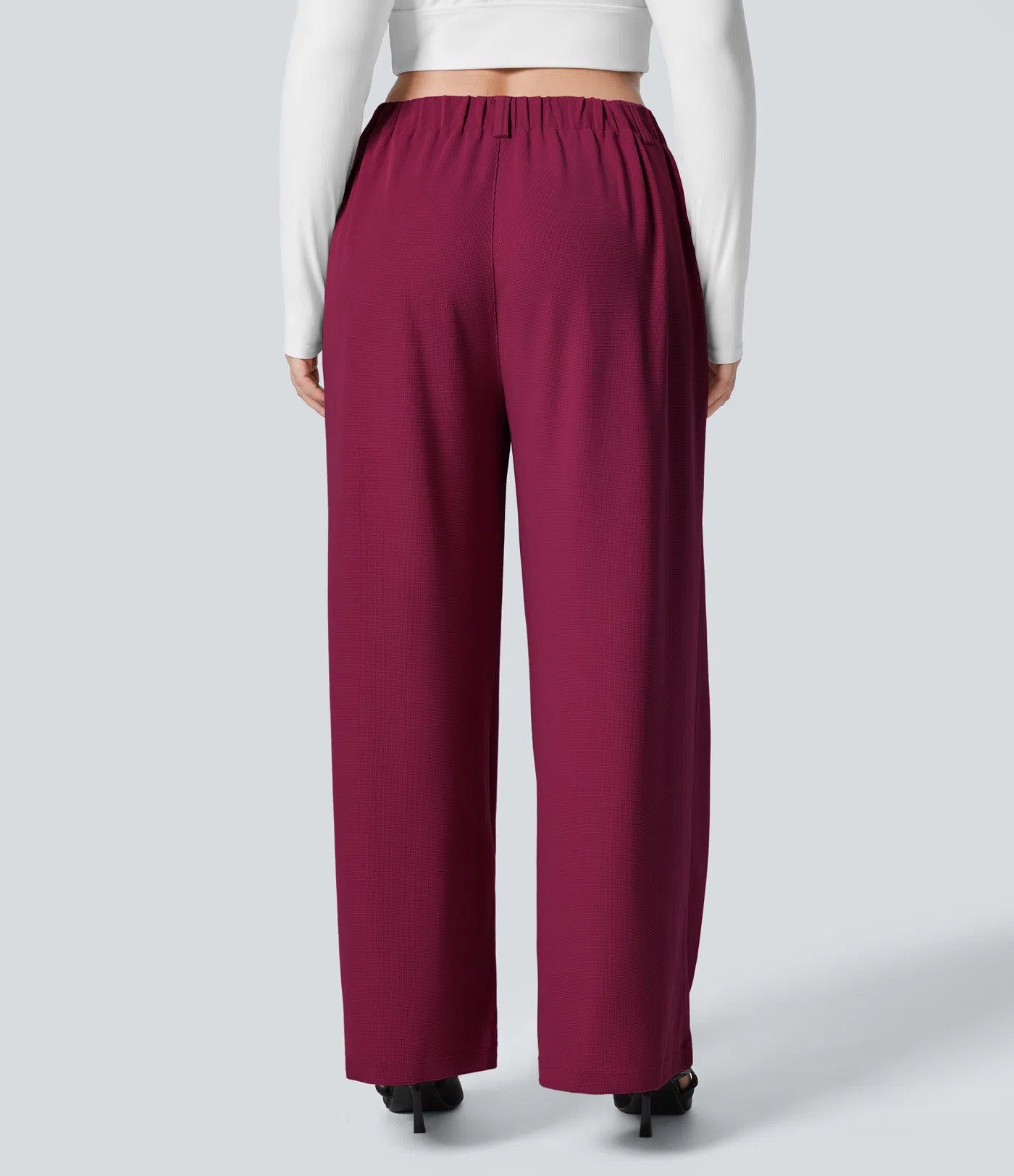 BumFlair - High Waisted Pocket Wide Leg Waffle Work Plus Size Pants