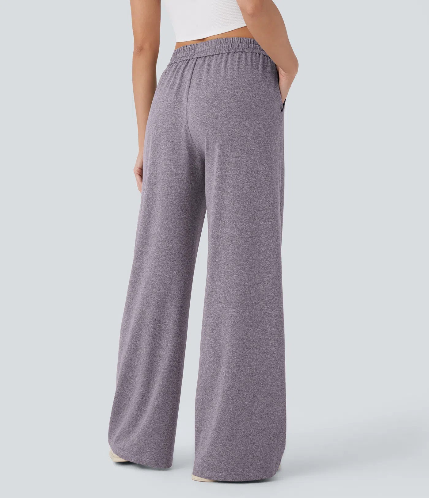 BumFlair - High Waisted Drawstring Pocket Wide Leg Casual Pants