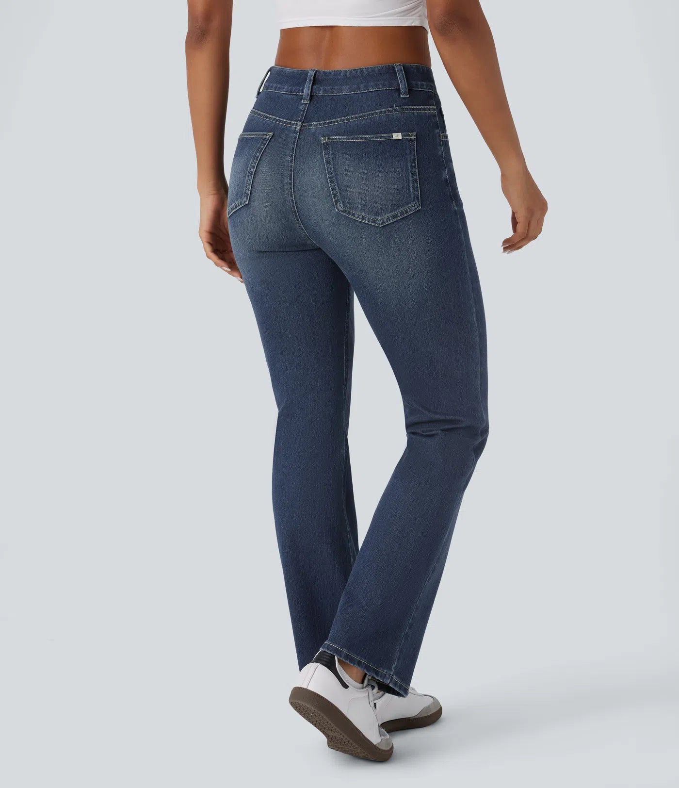 BumFlair - High Waisted Pockets Washed Casual Bootcut Jeans