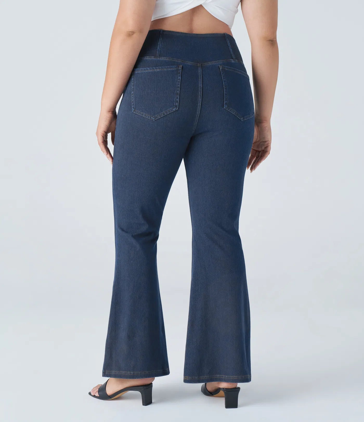 BumFlair – High Waisted Crossover Pocket Washed Casual Plus Size Jeans