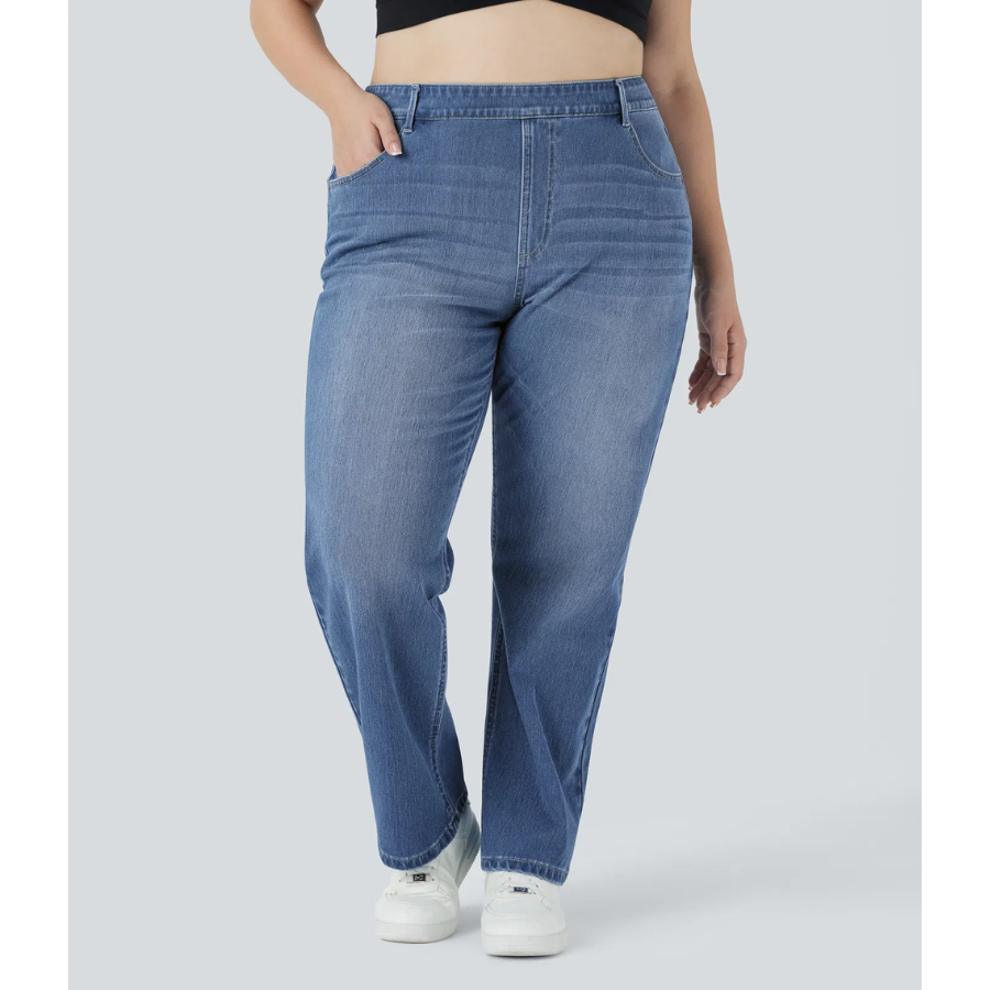 BumFlair - Supportive Waist & 4-Way Stretch Straight-Leg Jeans for Plus-Size Women
