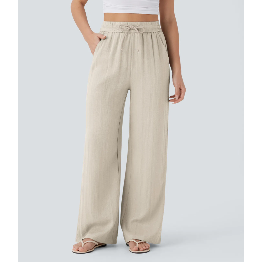 BumFlair - High-Waist Comfort Wide-Leg Pants with Pockets