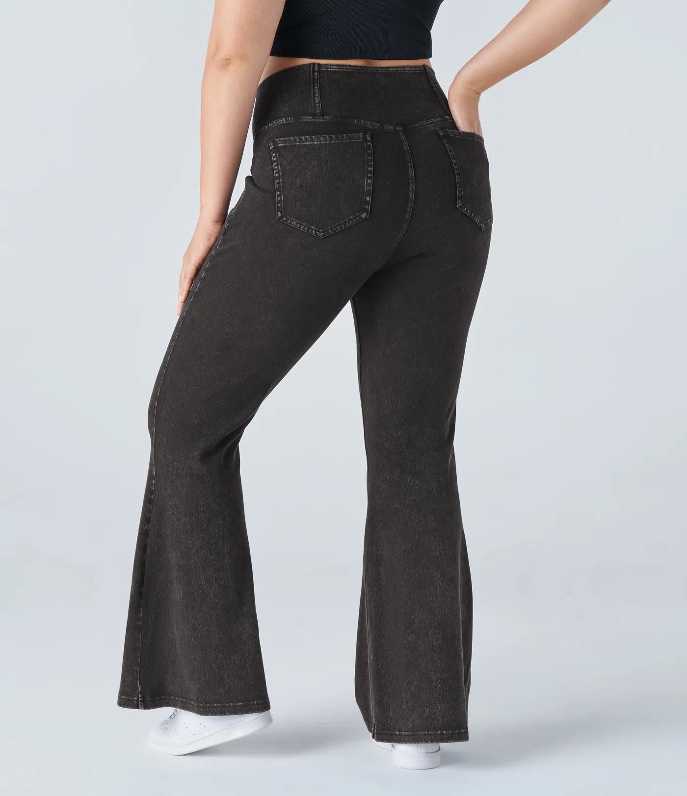 BumFlair – High Waisted Crossover Pocket Washed Casual Plus Size Jeans