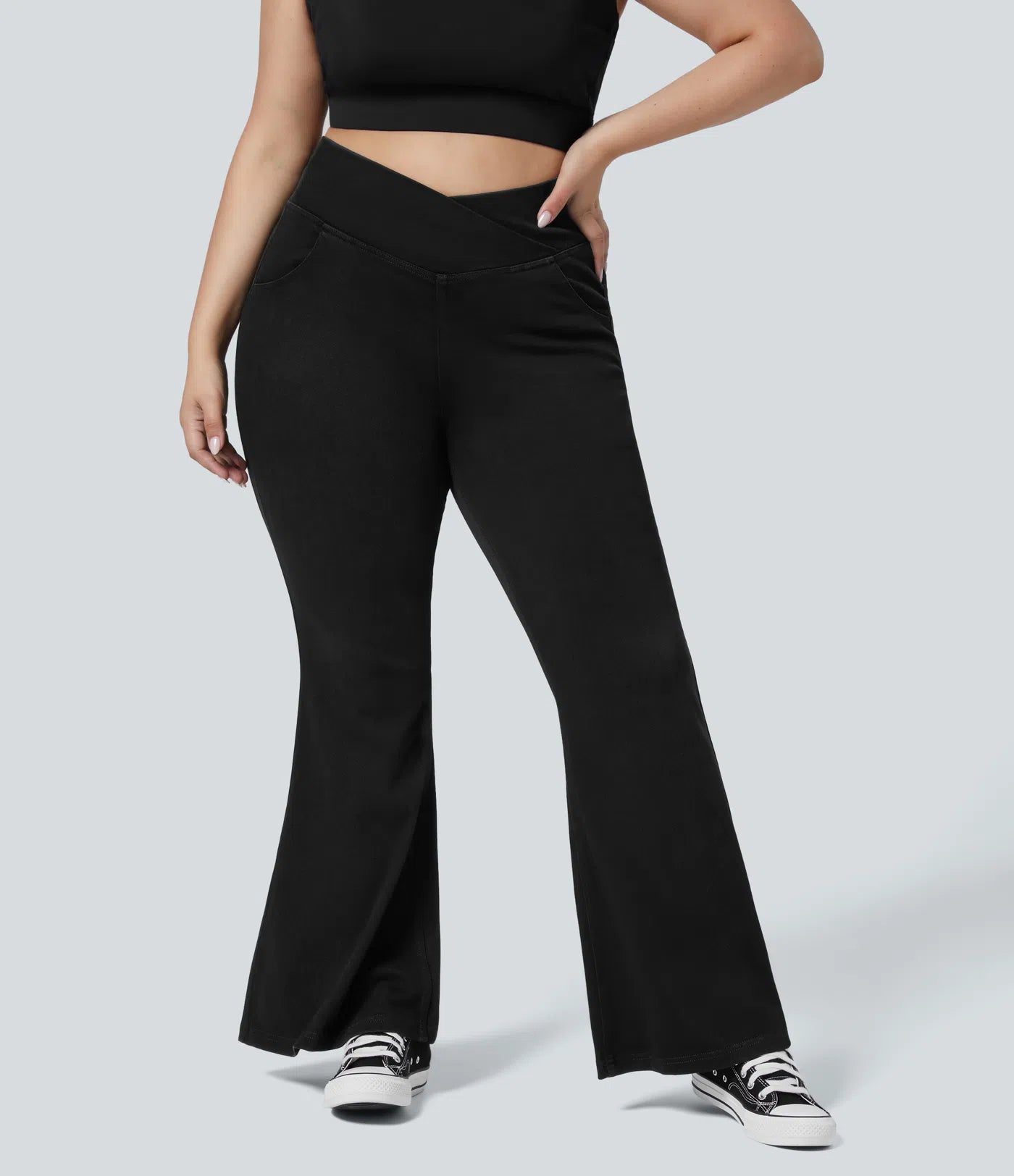 BumFlair – High Waisted Crossover Pocket Washed Casual Plus Size Jeans