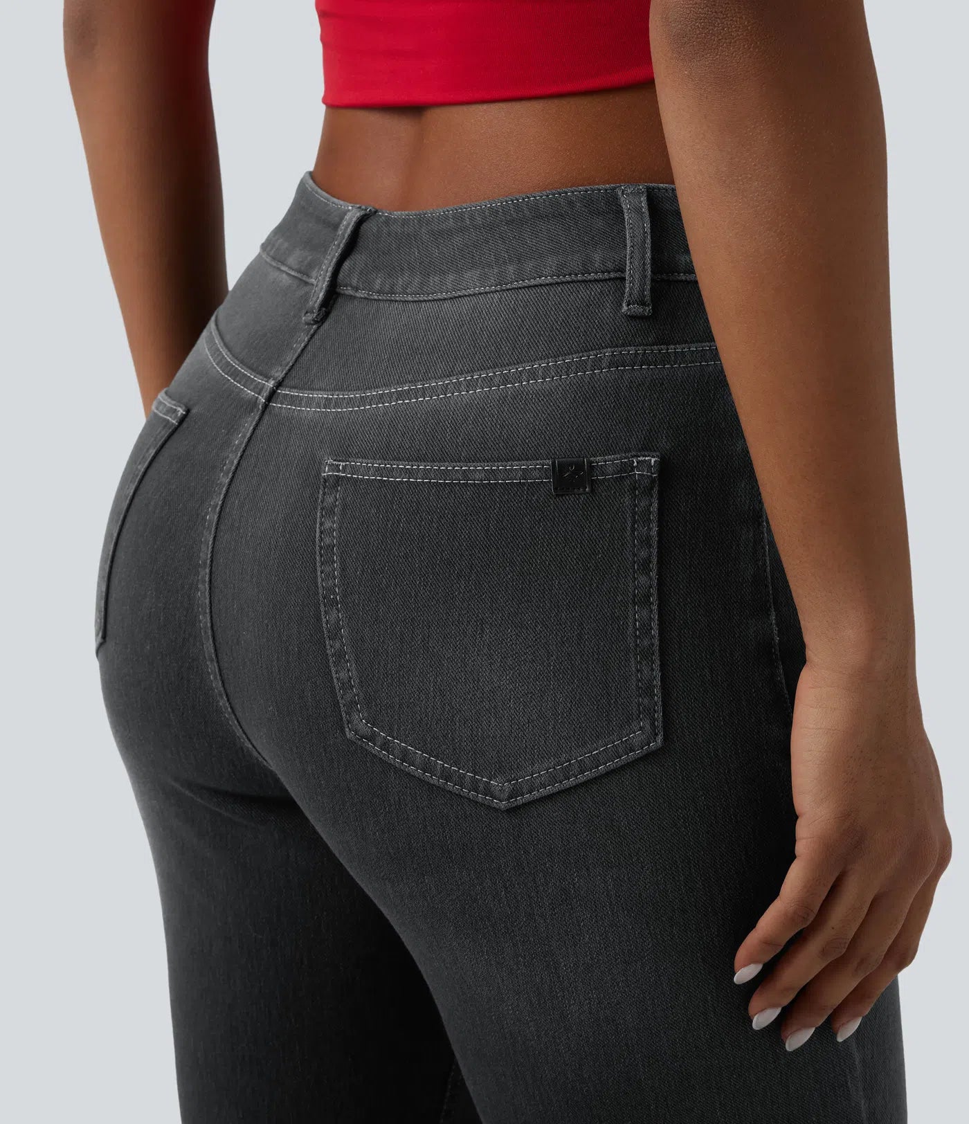 BumFlair - High Waisted Pockets Washed Casual Bootcut Jeans