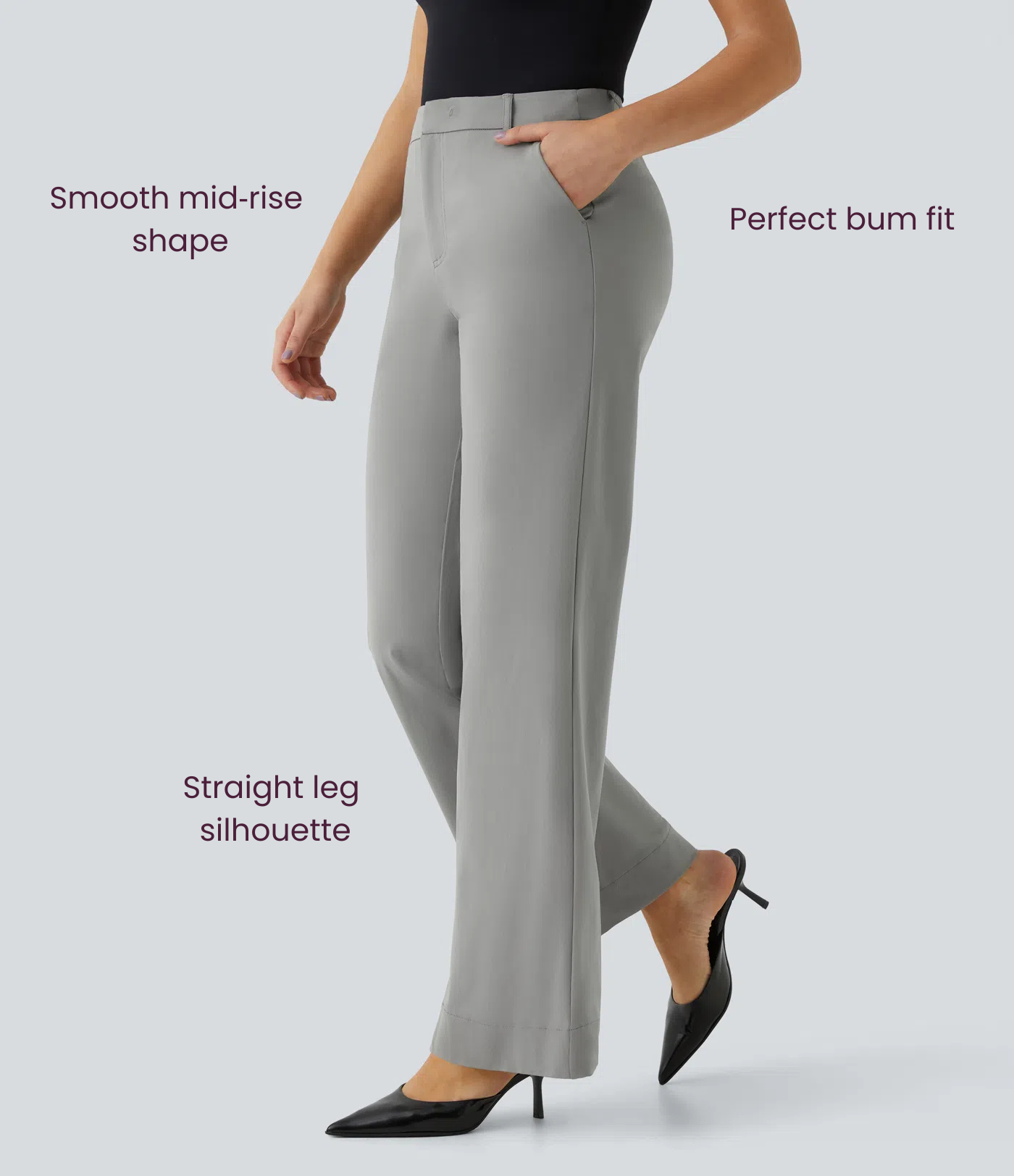 BumFlair - Mid Rise Pocket Straight Leg Work Pants