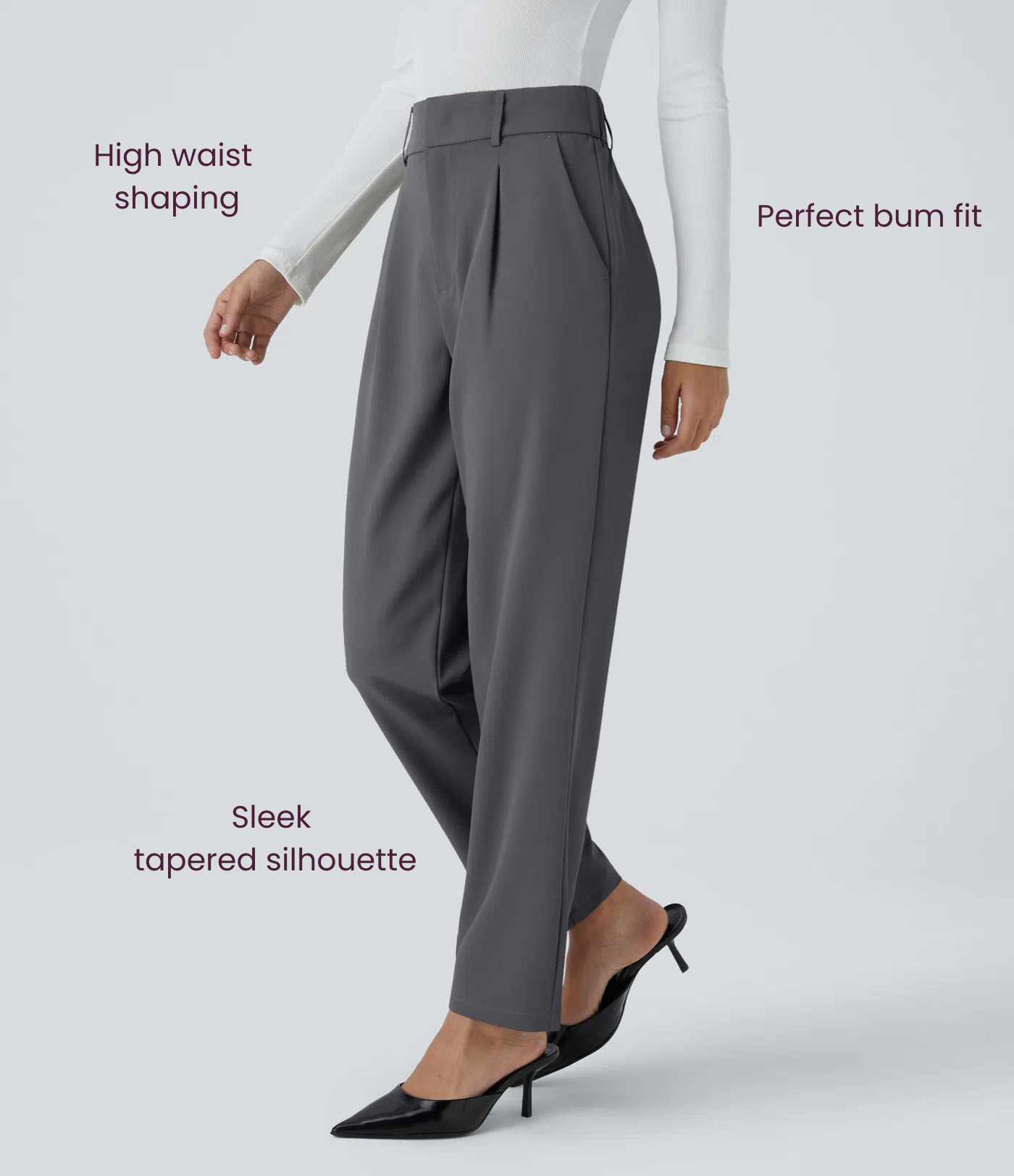 BumFlair - High Waisted Pocket Solid Work Tapered Pants