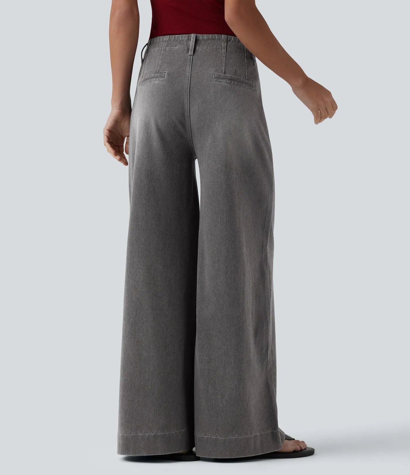 BumFlair – High Waisted Pockets Washed Casual Wide Leg Jeans