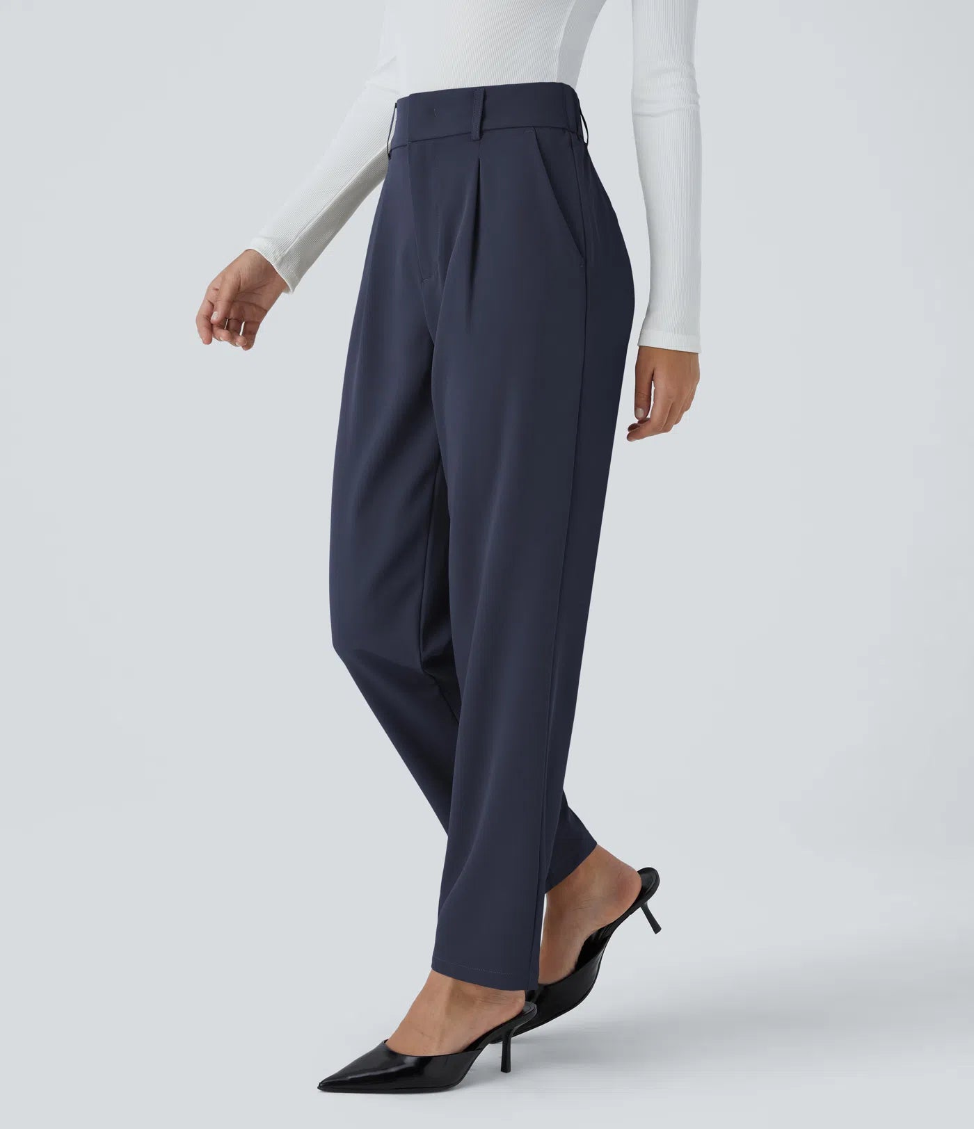 BumFlair - High Waisted Pocket Solid Work Tapered Pants