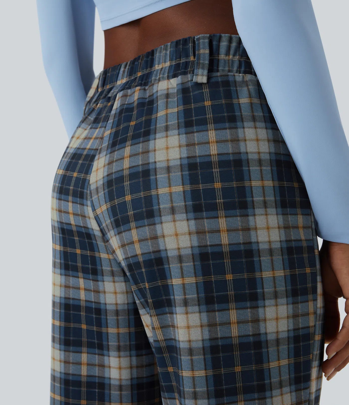 BumFlair – High Waisted Plaid Wide Leg Casual Pants