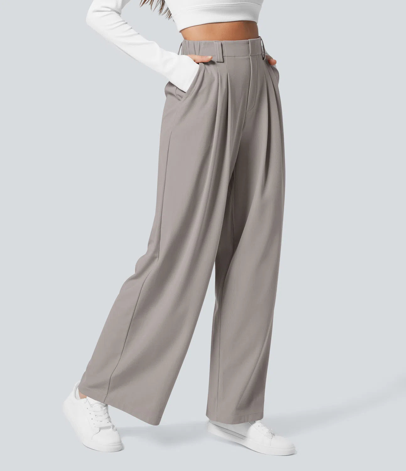 BumFlair - High Waisted Pocket Wide Leg Waffle Work Pants