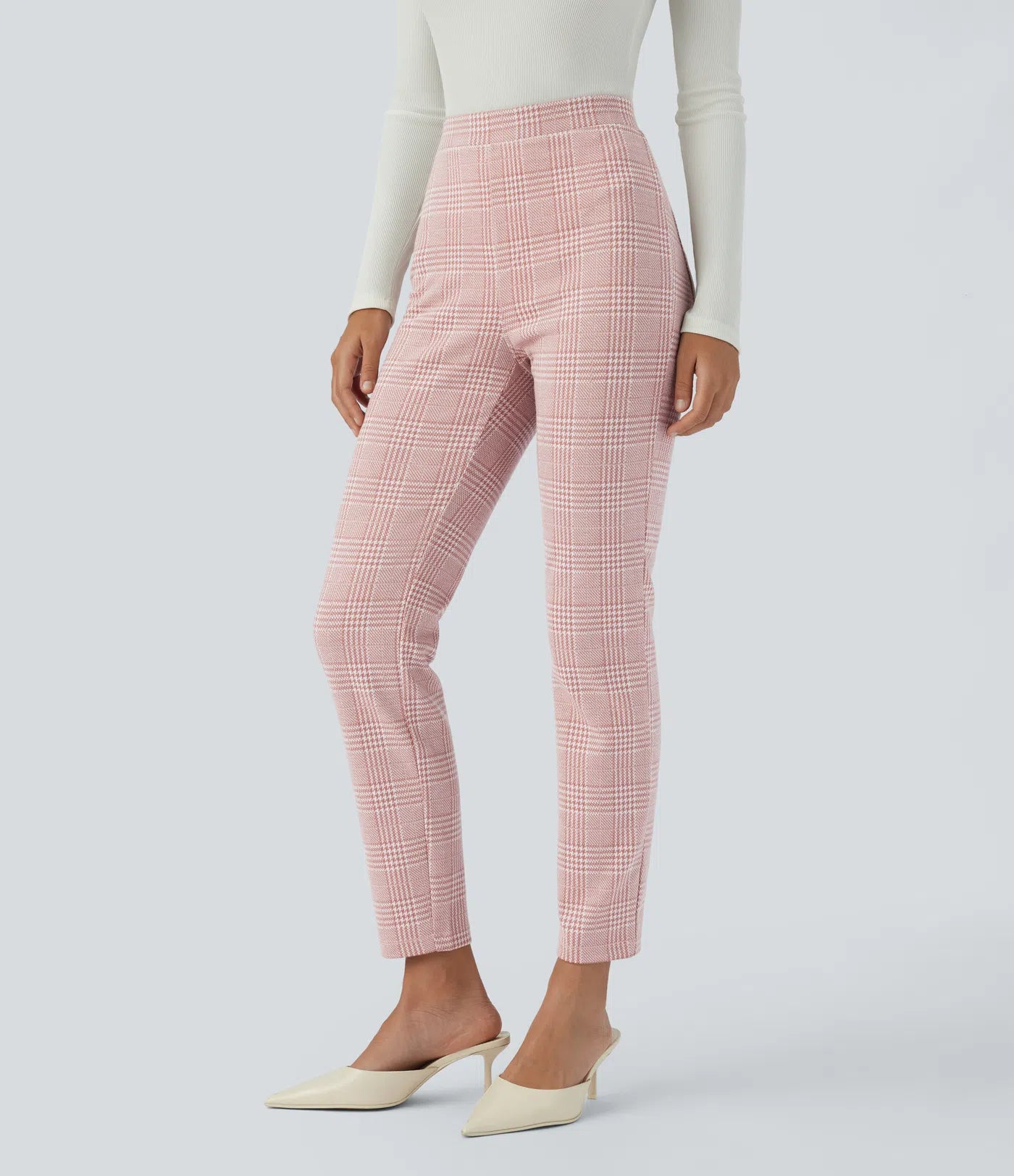 BumFlair – High Waisted Pocket Houndstooth Plaid Skinny Work Pants