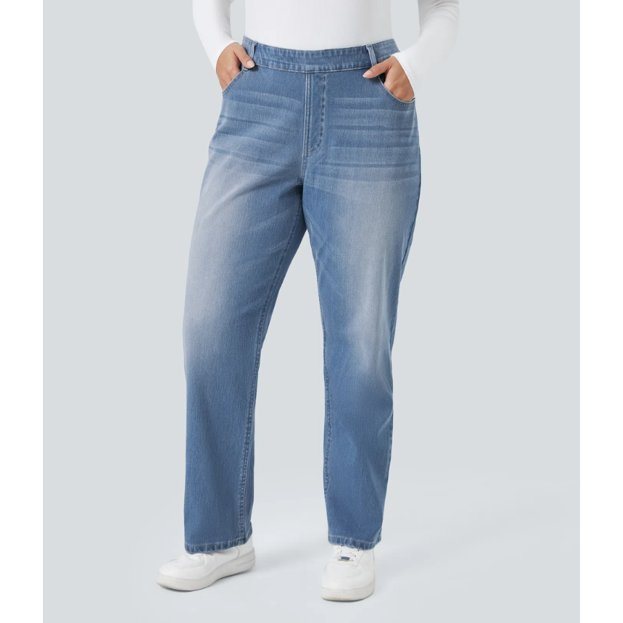 BumFlair - Supportive Waist & 4-Way Stretch Straight-Leg Jeans for Plus-Size Women