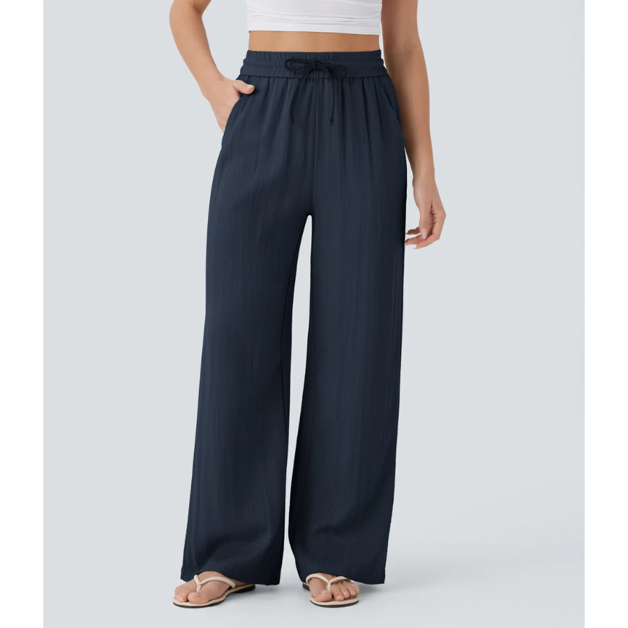BumFlair - High-Waist Comfort Wide-Leg Pants with Pockets