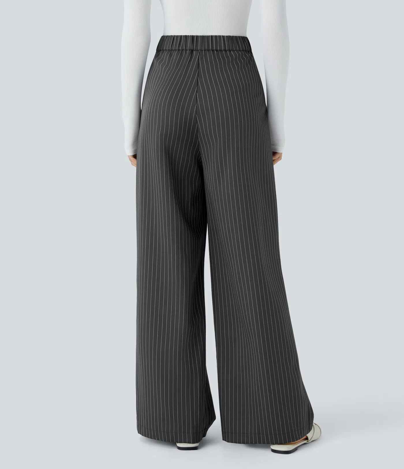 BumFlair – High Waisted Zipper Pocket Wide Leg Striped Work Pants