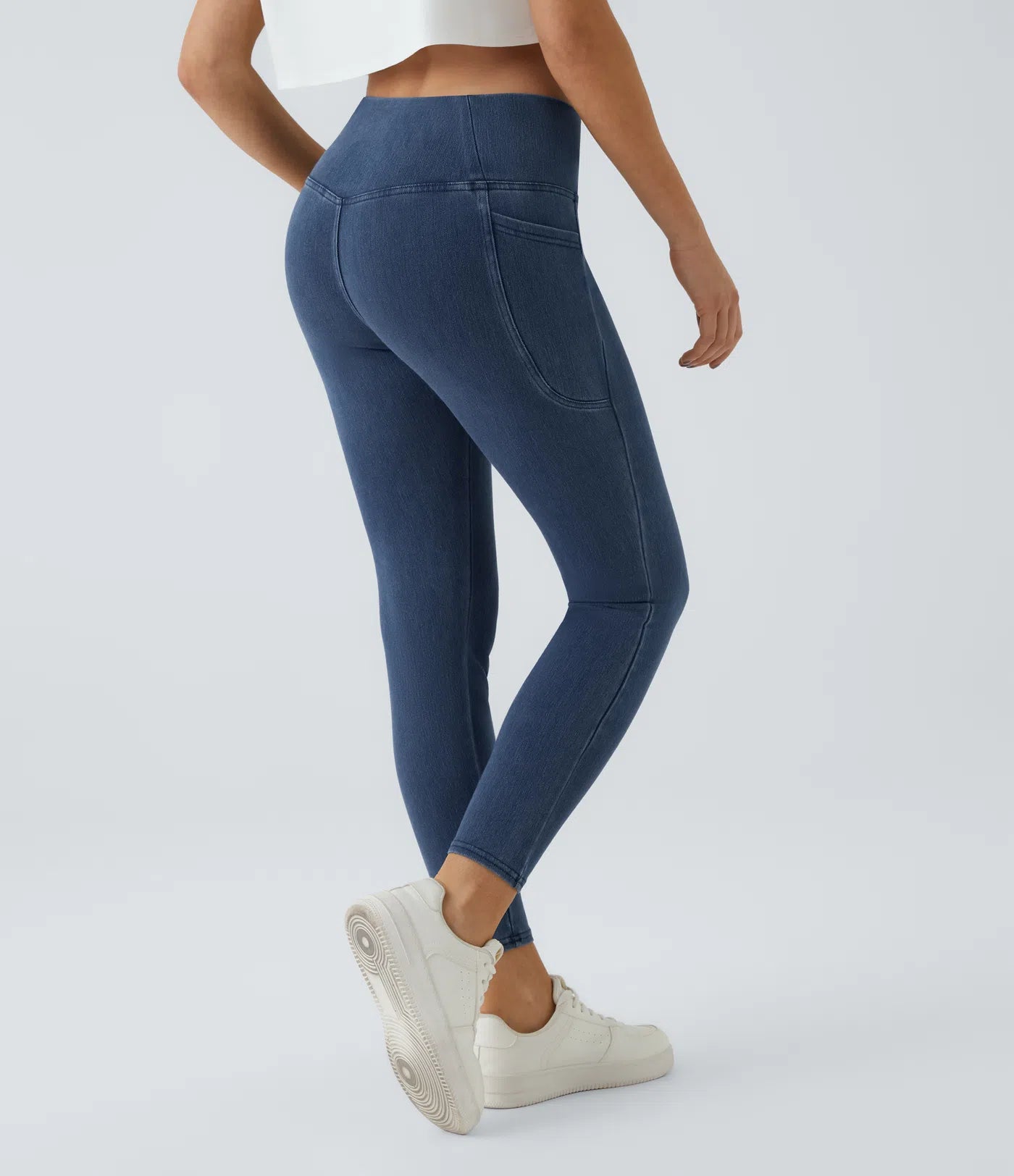 BumFlair - Crossover Pocket Washed Denim Work Leggings