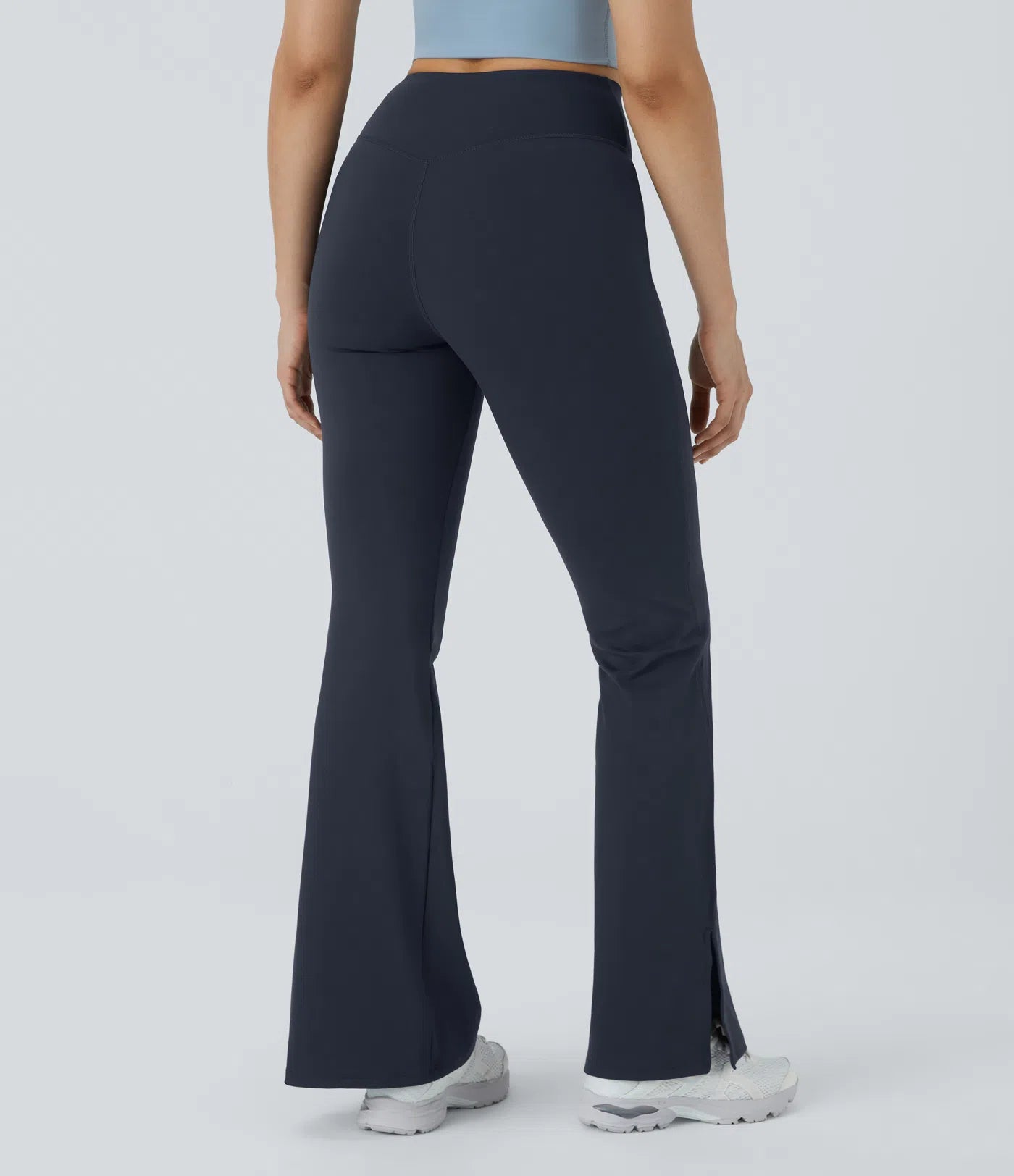 BumFlair - DayStretch Crossover Pocket Hem Full Length Flare Leggings-Smile