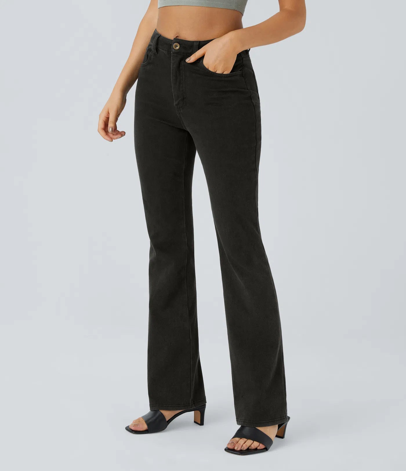 BumFlair - Mid Rise Pockets Casual Bootcut Jeans