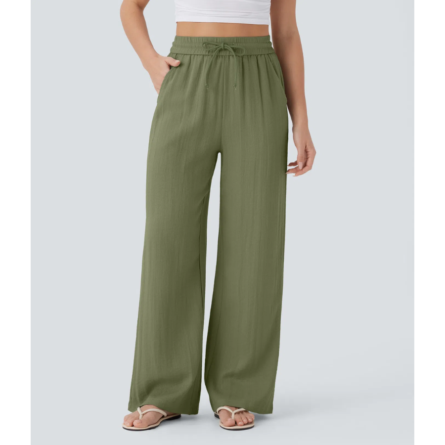 BumFlair - High-Waist Comfort Wide-Leg Pants with Pockets