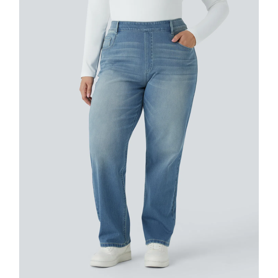 BumFlair - Supportive Waist & 4-Way Stretch Straight-Leg Jeans for Plus-Size Women