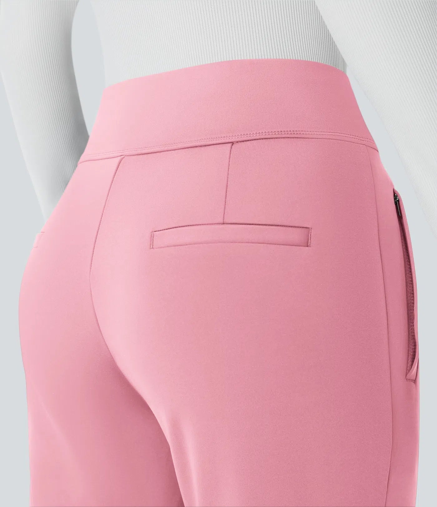 BumFlair - Mid Rise Side Zipper Pocket Work Flare Pants