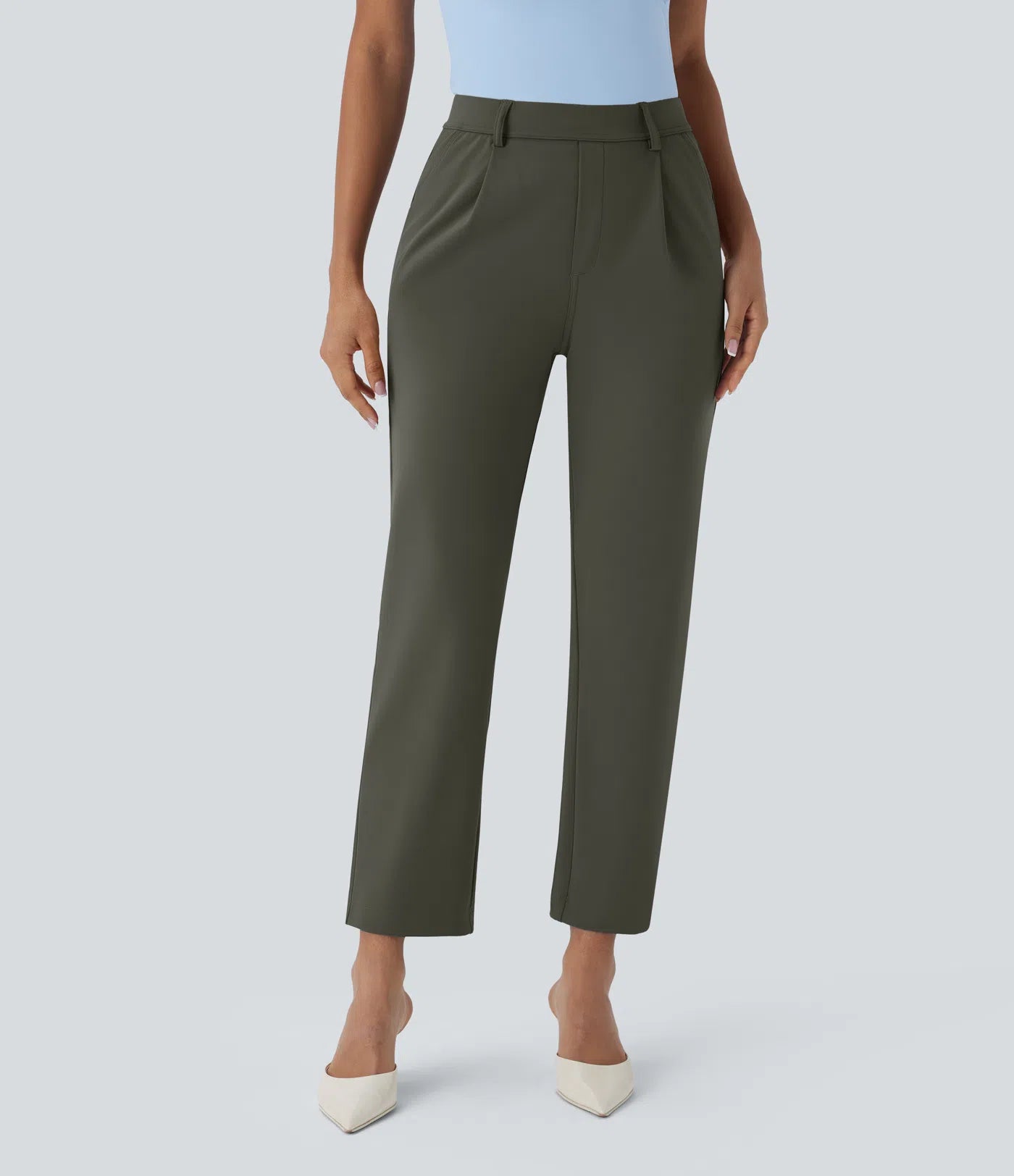 BumFlair - DayStretch High Waisted Pocket Ankle Length Tapered Work Pants
